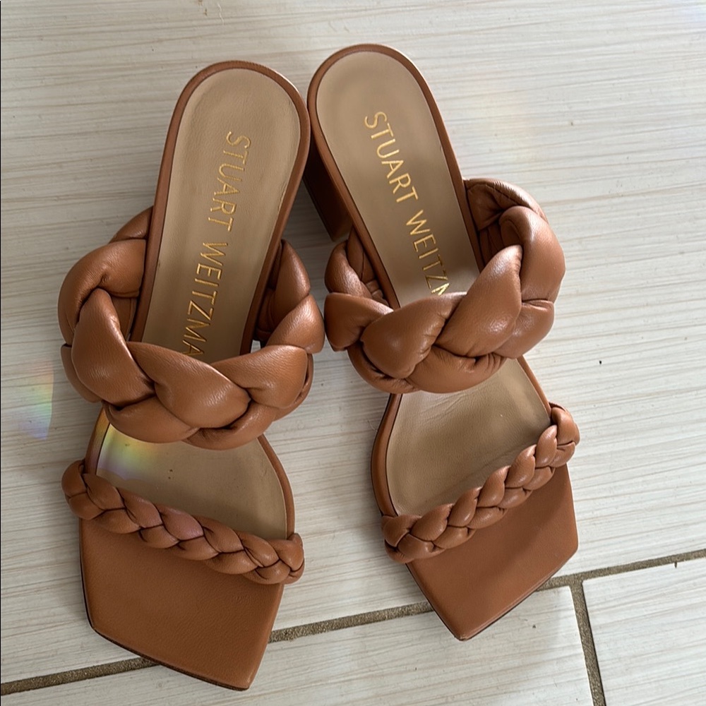 Stuart Weitzman Brown Braided Sandals